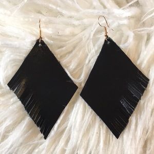 Boho, Black & Beautiful! Leather fringe earrings